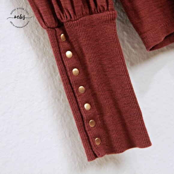 Nation Ltd Renata V Neck Long Sleeve Studded Sweat Shirt Brown Gold Women S - Picture 8 of 11